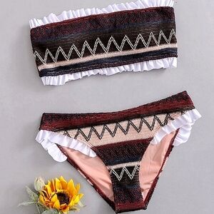 Boho Geometric Bandeau Bikini